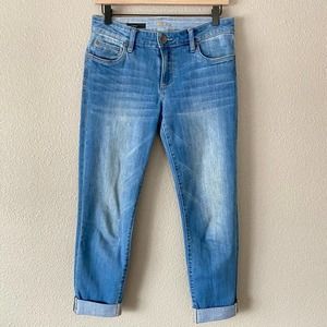 KUT from the Kloth Women's Boyfriend Cotton Blue Jeans Cuffed quality Denim 2